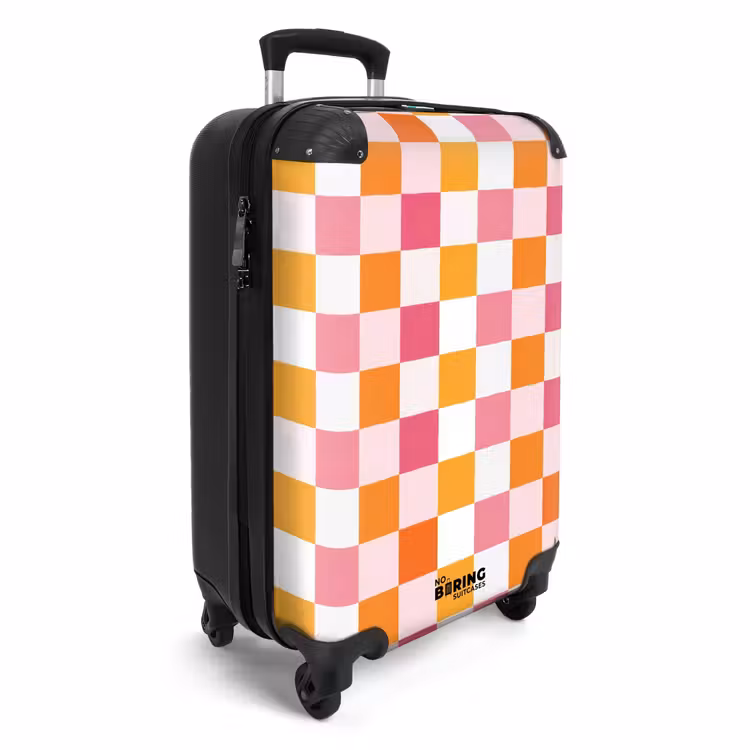 Koffer - Muster – Quadrat – Rosa - Patroon - Vierkant - Roze NBS - Handbagage koffer - Vrouwen middel