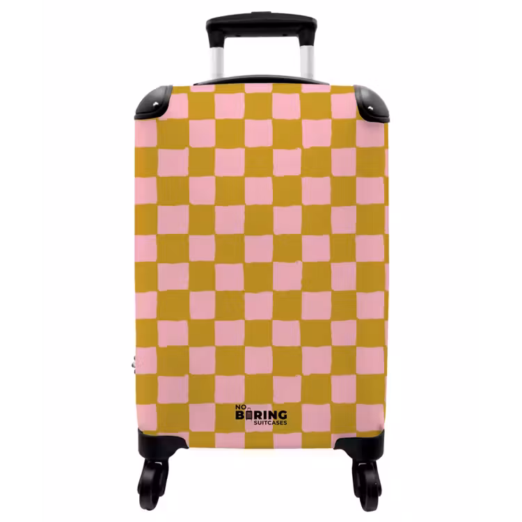 Koffer - Muster – Quadrat – Rosa - Patroon - Vierkant - Roze NBS - Handbagage koffer - Vrouwen middel