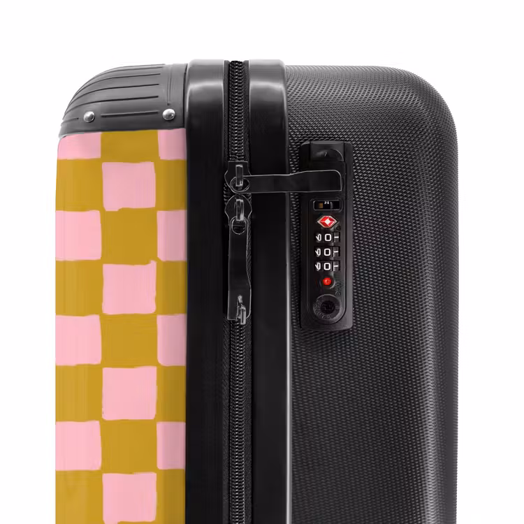 Koffer - Muster – Quadrat – Rosa - Patroon - Vierkant - Roze NBS - Handbagage koffer - Vrouwen middel