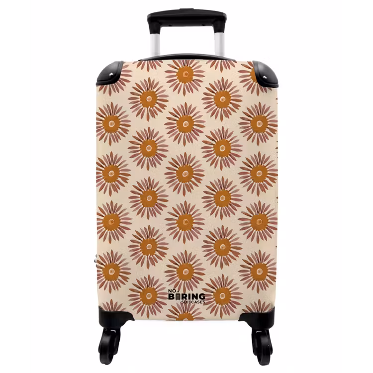 Koffer - Muster – Retro – Braun - Patroon - Retro - Bruin NBS - Handbagage koffer - Vrouwen middel