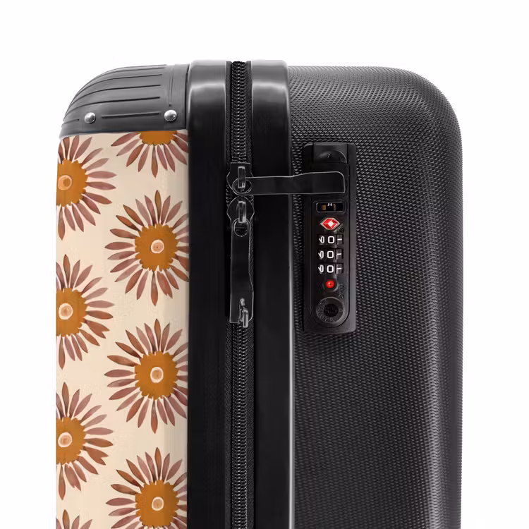 Koffer - Muster – Retro – Braun - Patroon - Retro - Bruin NBS - Handbagage koffer - Vrouwen middel