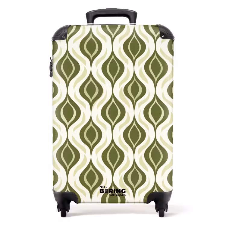 Patroon - Retro - Groen NBS - Handbagage koffer - Volwassenen Unisex middel -productfoto_recht