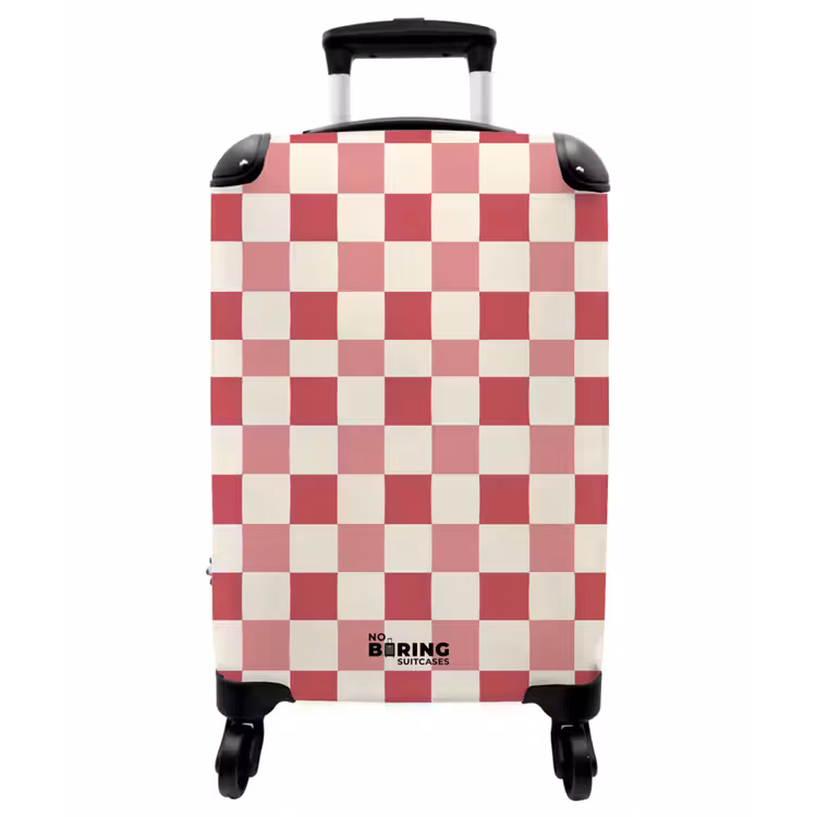 Koffer - Muster – Schach – Rosa - Patroon - Schaak - Roze NBS - Handbagage koffer - Vrouwen middel