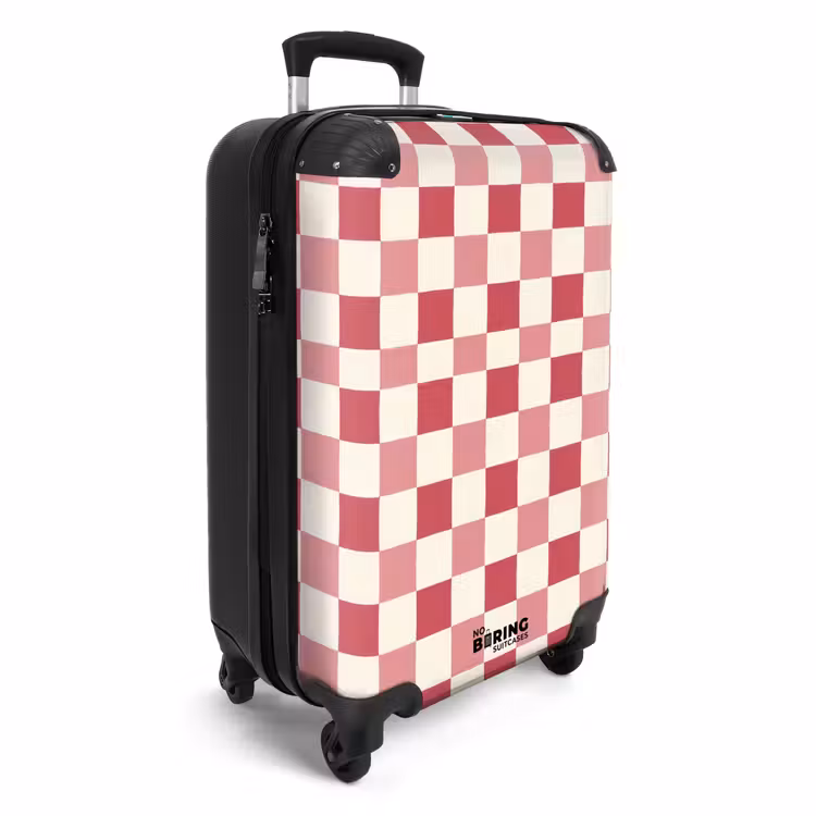 Koffer - Muster – Schach – Rosa - Patroon - Schaak - Roze NBS - Handbagage koffer - Vrouwen middel