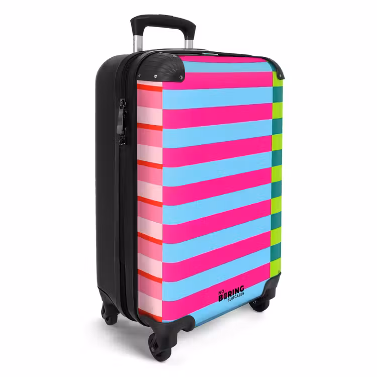 Koffer - Muster – Streifen – Modern – Abstrakt – Bunt - Patroon - Strepen - Modern - Abstract - Kleurrijk NBS - Handbagage koffer - Vrouwen middel