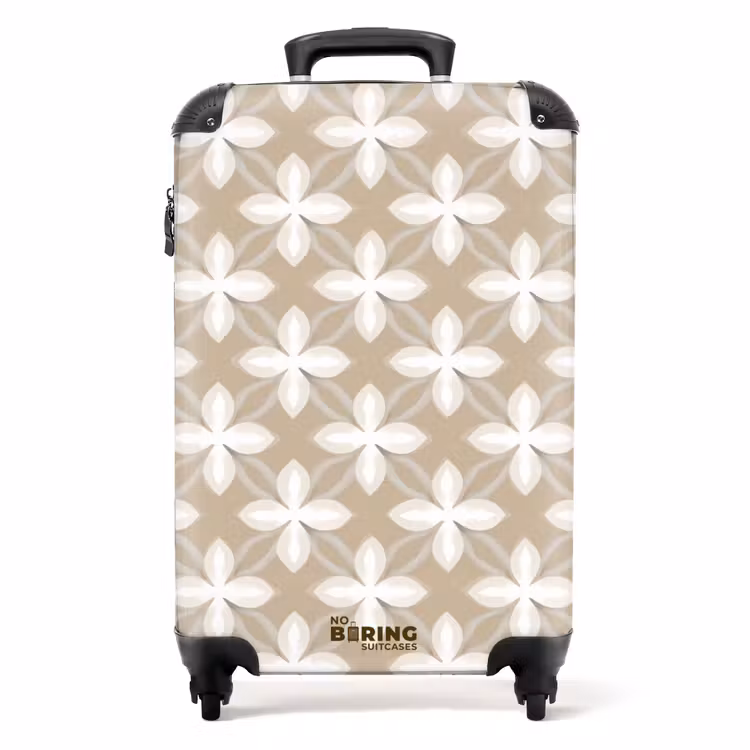 Patroon - Symmetrisch - Beige NBS - Handbagage koffer - Volwassenen Unisex middel -productfoto_recht