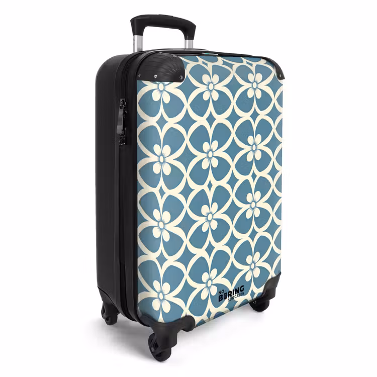 Patroon - Symmetrisch - Blauw NBS - Handbagage koffer - Volwassenen Unisex middel -productfoto_3d