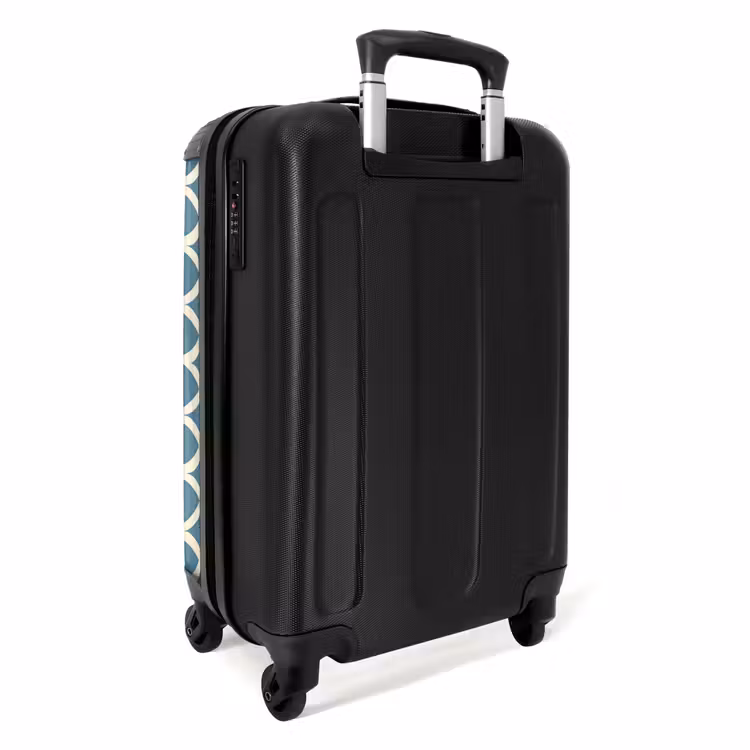 Patroon - Symmetrisch - Blauw NBS - Handbagage koffer - Volwassenen Unisex middel -achterkant