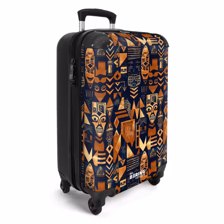 Koffer - Nachtblau – Kupfer – Tribal – Masken - Nachtblauw - Koper - Tribaal - Maskers NBS - Handbagage koffer - Volwassenen Unisex middel