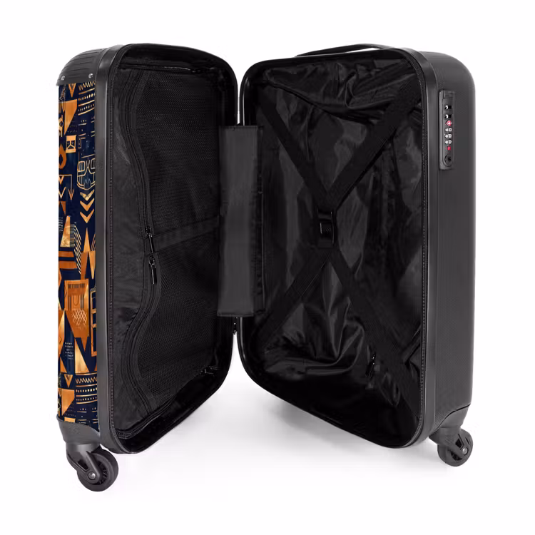 Koffer - Nachtblau – Kupfer – Tribal – Masken - Nachtblauw - Koper - Tribaal - Maskers NBS - Handbagage koffer - Volwassenen Unisex middel