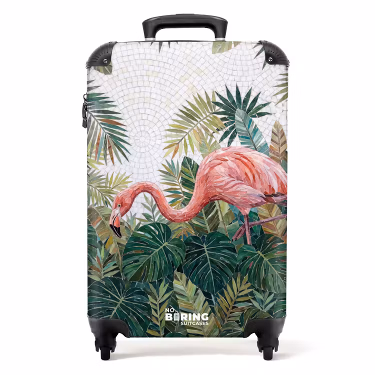Koffer - Natur – Blätter – Abstrakt – Grün – Vogel - Natuur - Bladeren - Abstract - Groen - Vogel NBS - Handbagage koffer - Volwassenen Unisex middel
