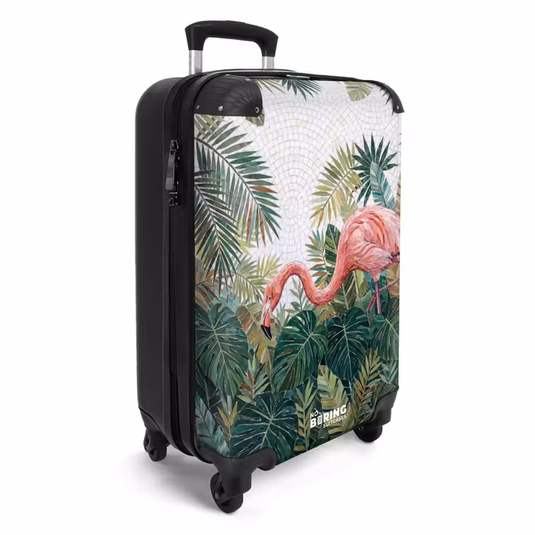 Koffer - Natur – Blätter – Abstrakt – Grün – Vogel - Natuur - Bladeren - Abstract - Groen - Vogel NBS - Handbagage koffer - Volwassenen Unisex middel