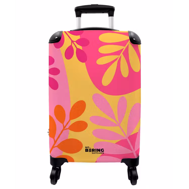 Koffer - Natur – Blätter – Abstrakt – Rosa – Gelb - Natuur - Bladeren - Abstract - Roze - Geel NBS - Handbagage koffer - Vrouwen middel