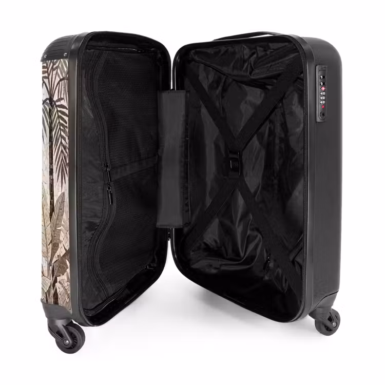 Koffer - Natur – Blätter – Landschaft – Mosaik – Beige - Natuur - Bladeren - Landschap - Mozaïek - Beige NBS - Handbagage koffer - Volwassenen Unisex middel