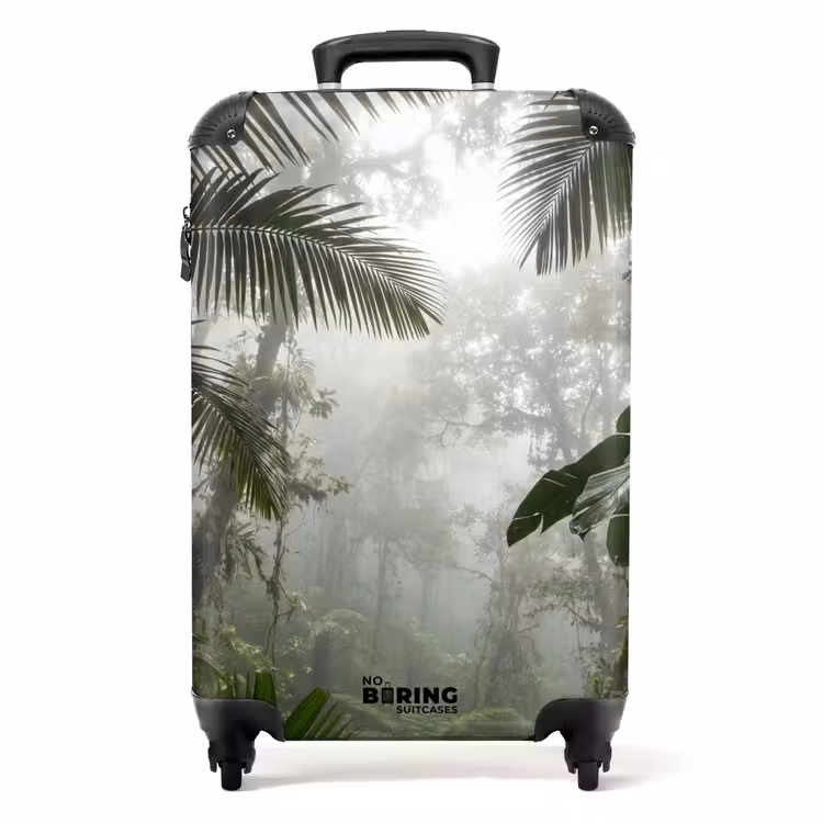 Koffer - Natur – Dschungel – Nebel – Grün – Blätter - Natuur - Jungle - Mist - Groen - Bladeren NBS - Handbagage koffer - Volwassenen Unisex middel