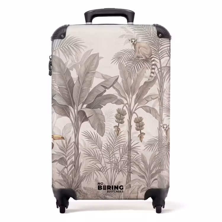 Koffer - Natur – Dschungel – Ringelschwanz-Lemur – Braun - Natuur - Jungle - Ringstaartmaki - Bruin NBS - Handbagage koffer - Volwassenen Unisex middel