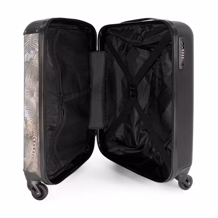 Koffer - Natur – Dschungel – Ringelschwanz-Lemur – Braun - Natuur - Jungle - Ringstaartmaki - Bruin NBS - Handbagage koffer - Volwassenen Unisex middel