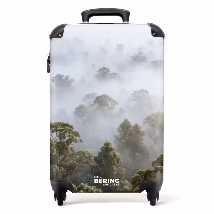 Koffer - Natur – Nebel – Wald – Morgen – Gold - Natuur - Mist - Bos - Ochtend - Goud NBS - Handbagage koffer - Volwassenen Unisex middel