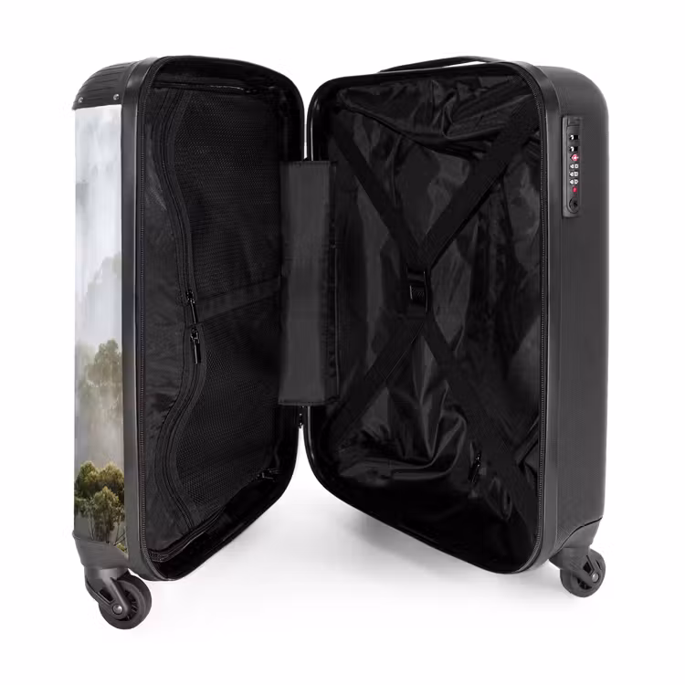 Koffer - Natur – Nebel – Wald – Morgen – Gold - Natuur - Mist - Bos - Ochtend - Goud NBS - Handbagage koffer - Volwassenen Unisex middel