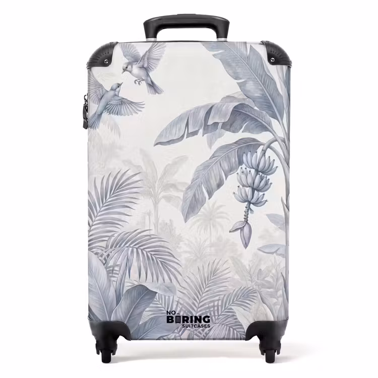 Koffer - Natur – Vogel – Dschungel – Illustration – Blau - Natuur - Vogel - Jungle - Illustratie - Blauw NBS - Handbagage koffer - Volwassenen Unisex middel