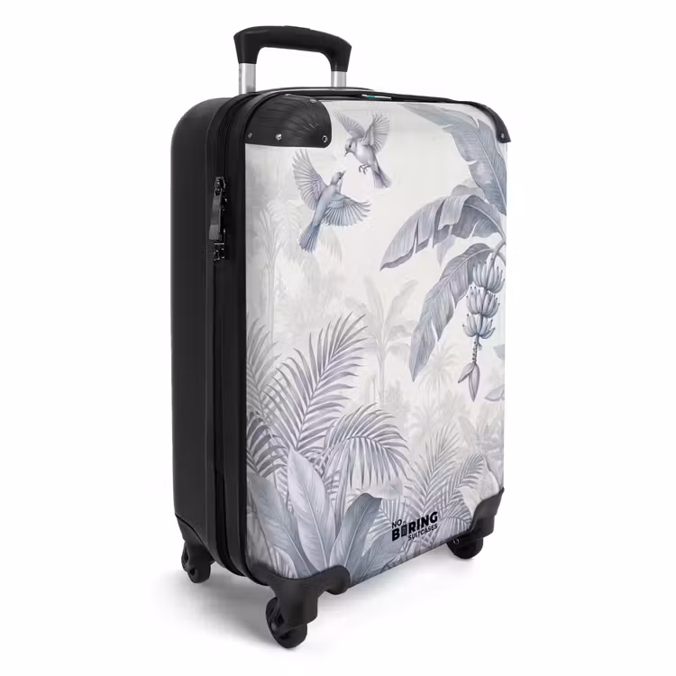 Koffer - Natur – Vogel – Dschungel – Illustration – Blau - Natuur - Vogel - Jungle - Illustratie - Blauw NBS - Handbagage koffer - Volwassenen Unisex middel