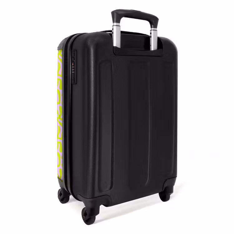 Neon bladeren op lichtroze achtergrond NBS - Handbagage koffer - Volwassenen Unisex middel -achterkant