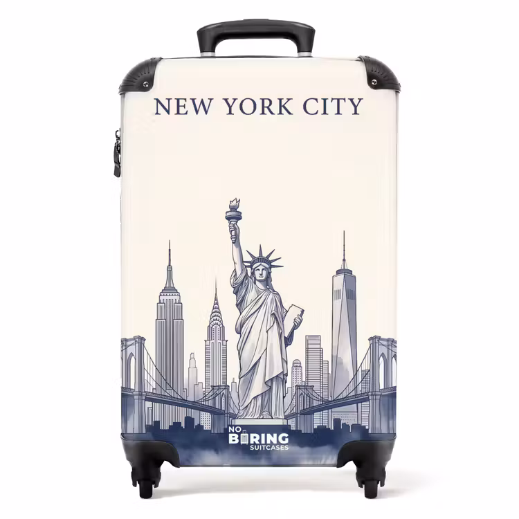 Koffer - New York – Freiheitsstatue – Skyline – Illustration – Blau - New York - Vrijheidsbeeld - Skyline - Illustratie - Blauw NBS - Handbagage koffer - Volwassenen Unisex middel