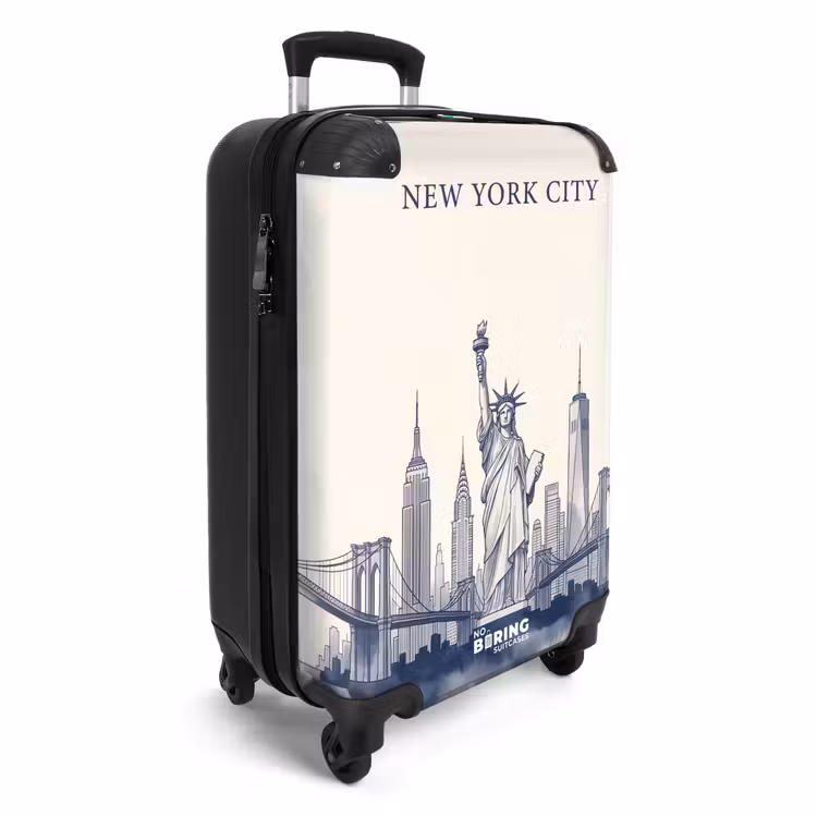 Koffer - New York – Freiheitsstatue – Skyline – Illustration – Blau - New York - Vrijheidsbeeld - Skyline - Illustratie - Blauw NBS - Handbagage koffer - Volwassenen Unisex middel