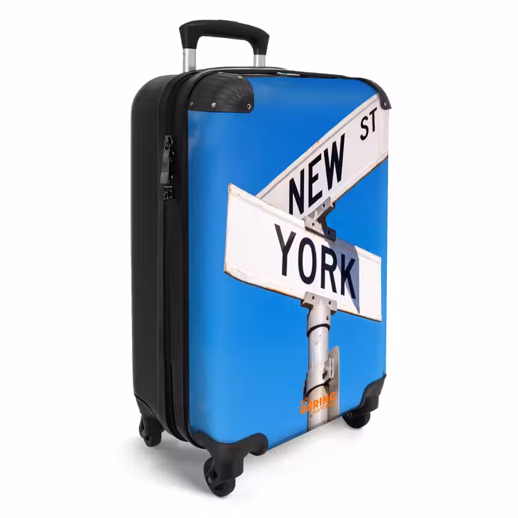 Koffer - New York – Straßenschild – Stadt – Urban – Blau - New York - Straatbord - Stad - Urban - Blauw NBS - Handbagage koffer - Volwassenen Unisex middel