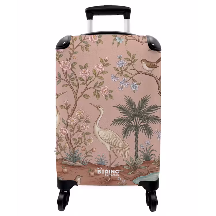 Koffer - Nostalgisch – Reiher – Rosa - Nostalgisch - Reigers - Roze NBS - Handbagage koffer - Vrouwen middel