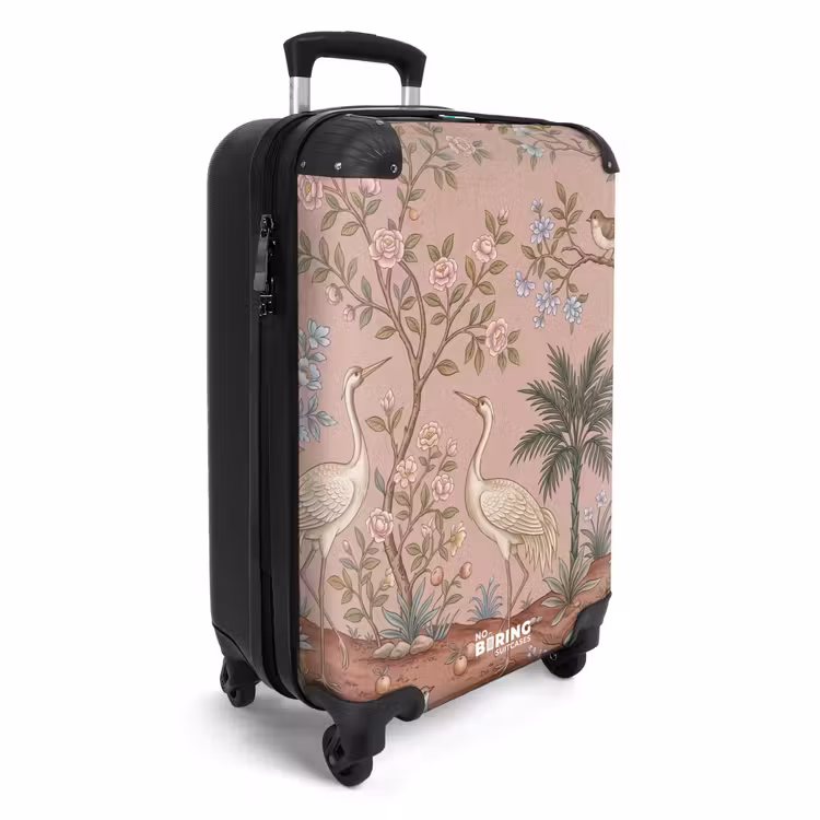 Koffer - Nostalgisch – Reiher – Rosa - Nostalgisch - Reigers - Roze NBS - Handbagage koffer - Vrouwen middel