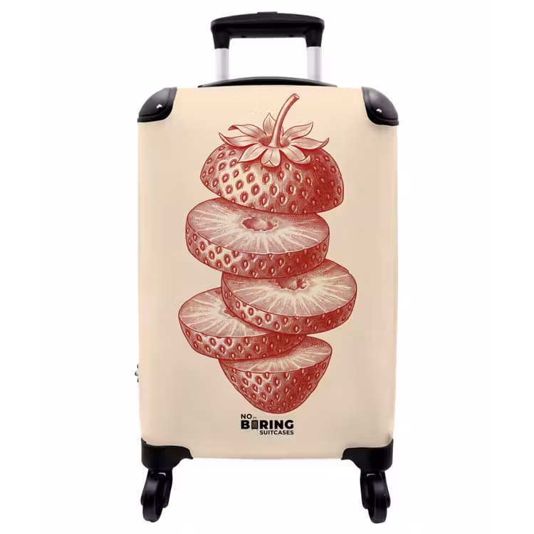 Koffer - Obst – Geschnitten – Illustration – Rot – Vintage - Fruit - Gesneden - Illustratie - Rood - Vintage NBS - Handbagage koffer - Vrouwen middel