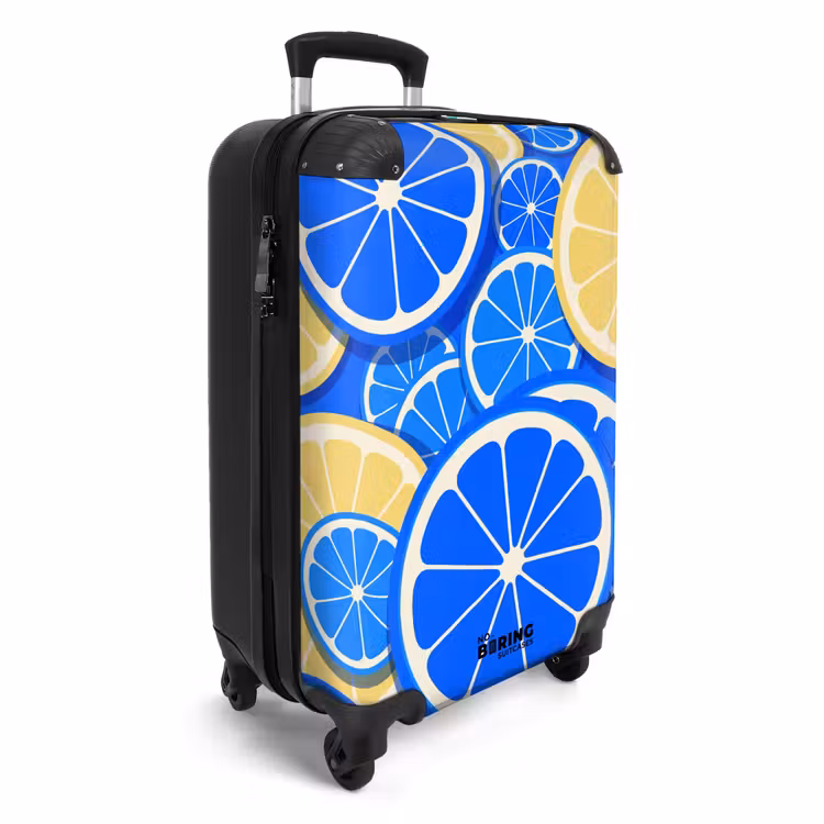 Koffer - Obst – Scheiben – Muster – Modern – Blau – Gelb - Fruit - Schijven - Patroon - Modern - Blauw - Geel NBS - Handbagage koffer - Vrouwen middel