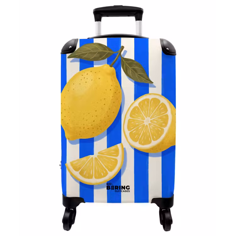 Koffer - Obst – Zitrone – Sommer – Gelb – Blau - Fruit - Citroen - Zomer - Geel - Blauw NBS - Handbagage koffer - Vrouwen middel