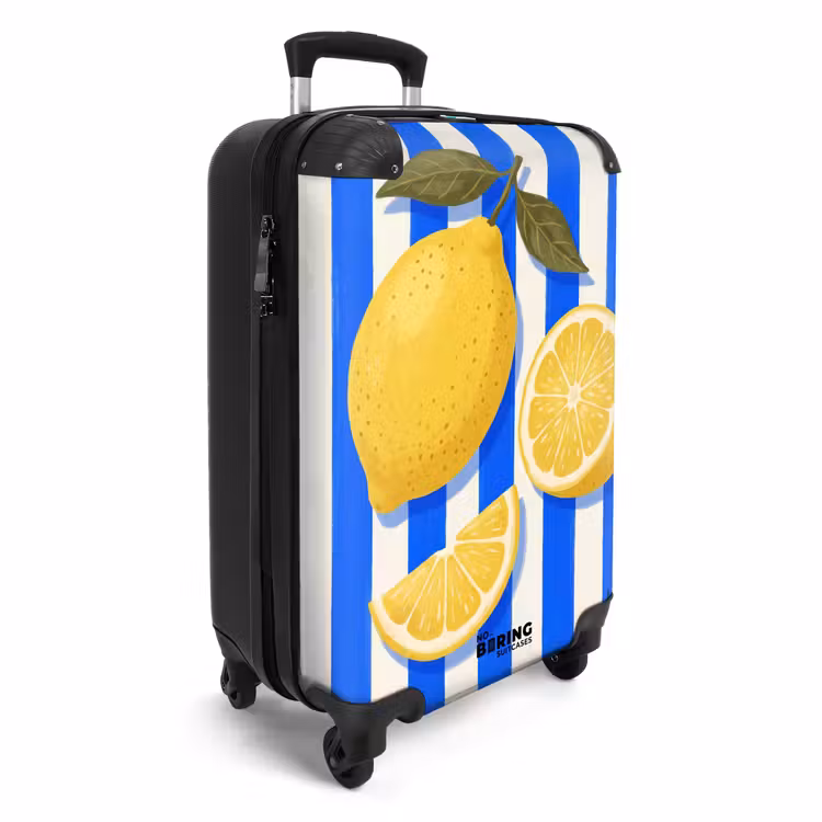 Koffer - Obst – Zitrone – Sommer – Gelb – Blau - Fruit - Citroen - Zomer - Geel - Blauw NBS - Handbagage koffer - Vrouwen middel
