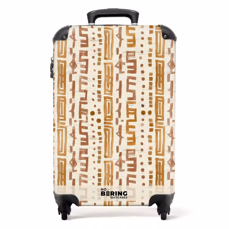 Koffer - Ockergelb – Ethnisch – Handwerklich – Muster - Okergeel - Etnisch - Ambachtelijk - Patroon NBS - Handbagage koffer - Volwassenen Unisex middel