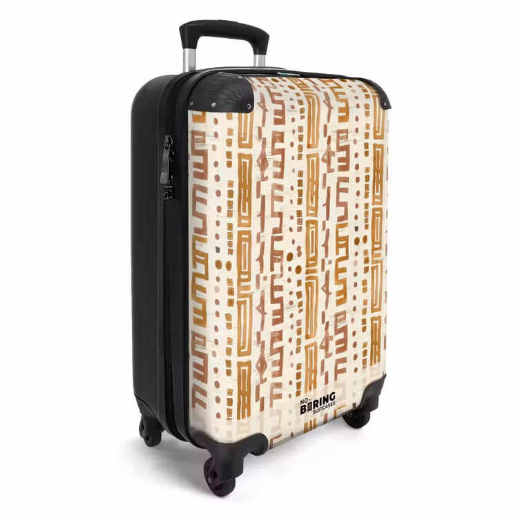 Koffer - Ockergelb – Ethnisch – Handwerklich – Muster - Okergeel - Etnisch - Ambachtelijk - Patroon NBS - Handbagage koffer - Volwassenen Unisex middel