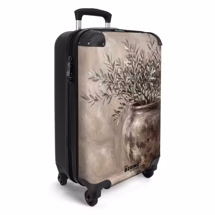 Koffer - Olivenbaum – Tontopf – Abstrakt – Beige - Olijfplant - Aardenpot - Abstract - Beige NBS - Handbagage koffer - Vrouwen middel