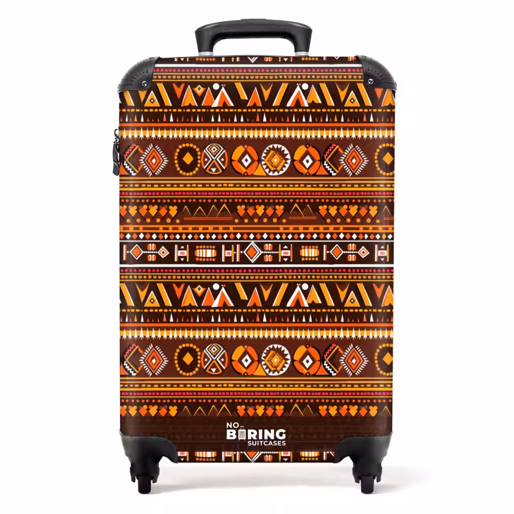 Koffer - Orange – Ethno – Tribal – Geometrisch – Muster - Oranje - Etnisch - Tribaal - Geometrisch - Patroon NBS - Handbagage koffer - Volwassenen Unisex middel