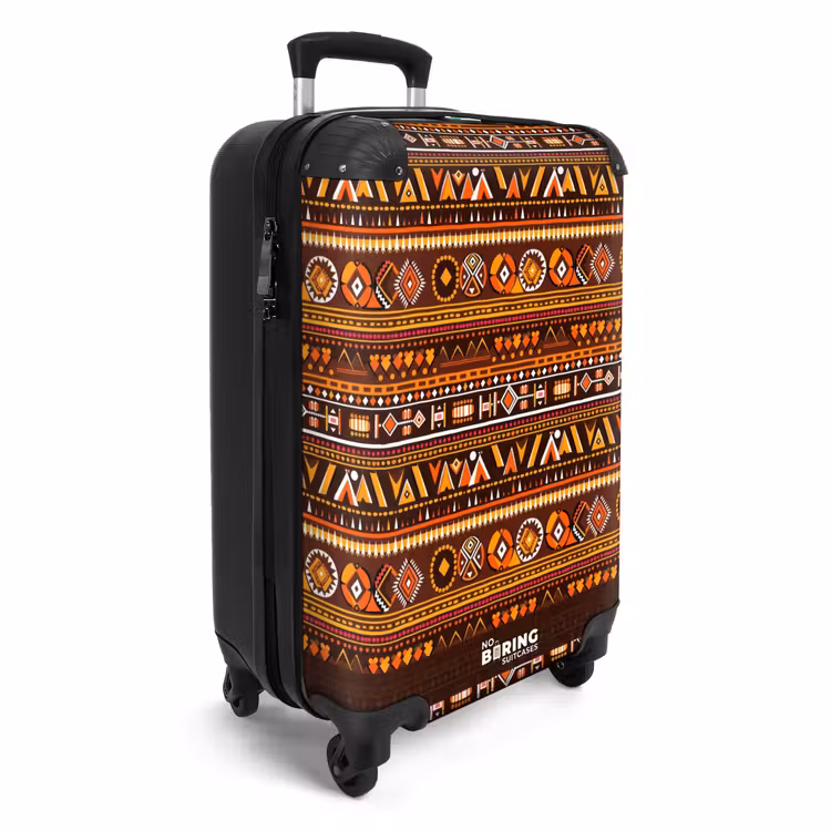 Koffer - Orange – Ethno – Tribal – Geometrisch – Muster - Oranje - Etnisch - Tribaal - Geometrisch - Patroon NBS - Handbagage koffer - Volwassenen Unisex middel