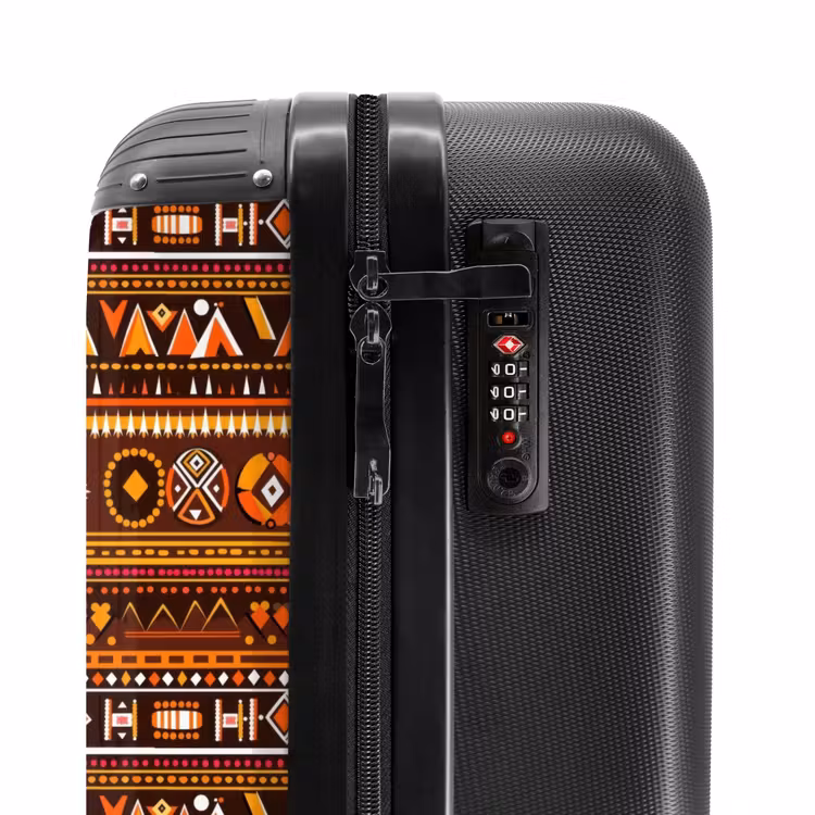 Koffer - Orange – Ethno – Tribal – Geometrisch – Muster - Oranje - Etnisch - Tribaal - Geometrisch - Patroon NBS - Handbagage koffer - Volwassenen Unisex middel