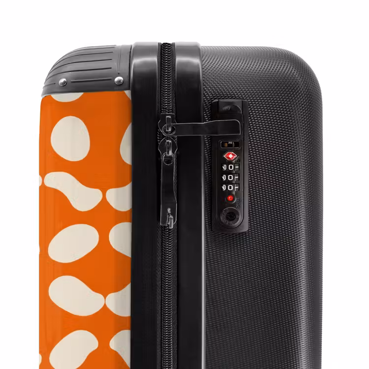 Oranje - Ruitpatroon - Wit NBS - Handbagage koffer - Volwassenen Unisex middel -slot