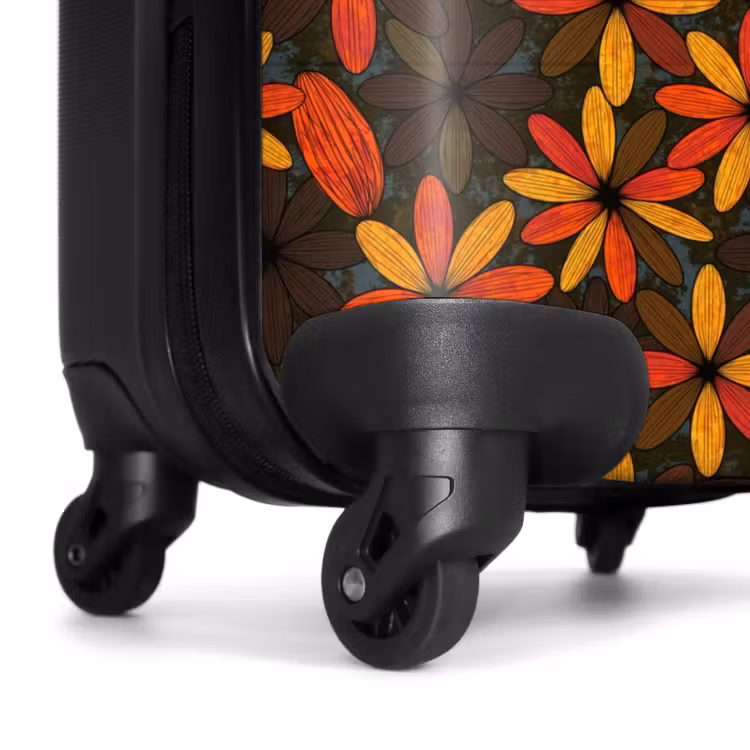 Koffer - Orange – Retro – Blumen – Herbst - Oranje - Retro - Bloemen - Herfst NBS - Handbagage koffer - Volwassenen Unisex middel
