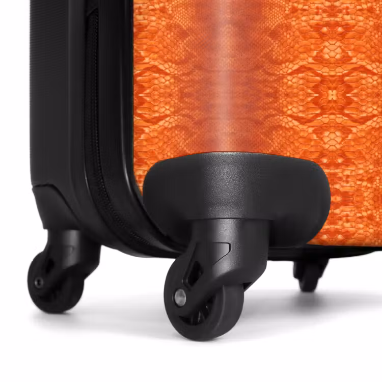 Oranje slangenhuid met symmetrische schubstructuur NBS - Handbagage koffer - Volwassenen Unisex middel -wiel