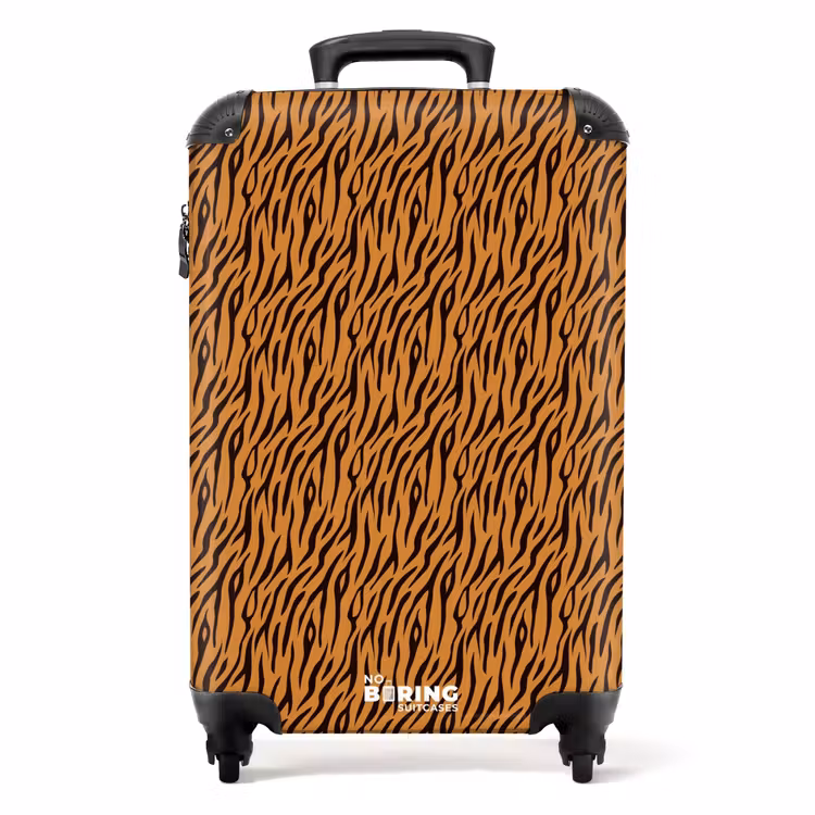 Oranje tijgerstrepen met vloeiend motief NBS - Handbagage koffer - Volwassenen Unisex middel -productfoto_recht