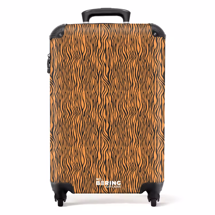 Oranje tijgerstrepenmotief NBS - Handbagage koffer - Volwassenen Unisex middel -productfoto_recht