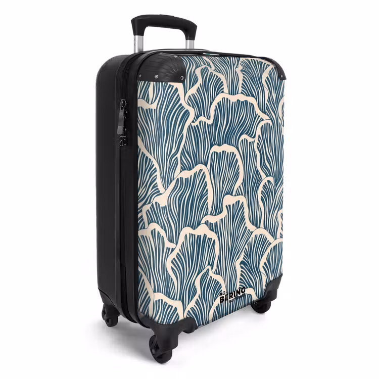 Koffer - Organisch – Blau – Creme – Muscheln - Organisch - Blauw - Crème - Schelpen NBS - Handbagage koffer - Volwassenen Unisex middel