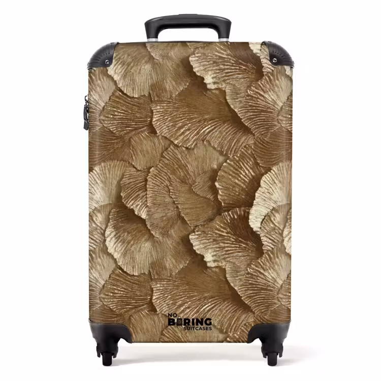 Organisch - Patroon - Bladeren - Goud NBS - Handbagage koffer - Volwassenen Unisex middel -productfoto_recht