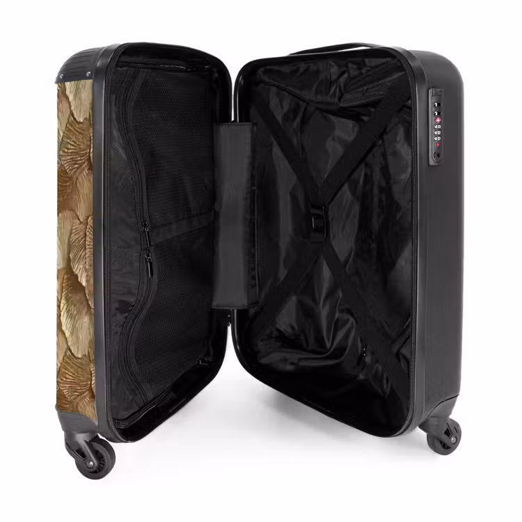 Organisch - Patroon - Bladeren - Goud NBS - Handbagage koffer - Volwassenen Unisex middel -binnenkant