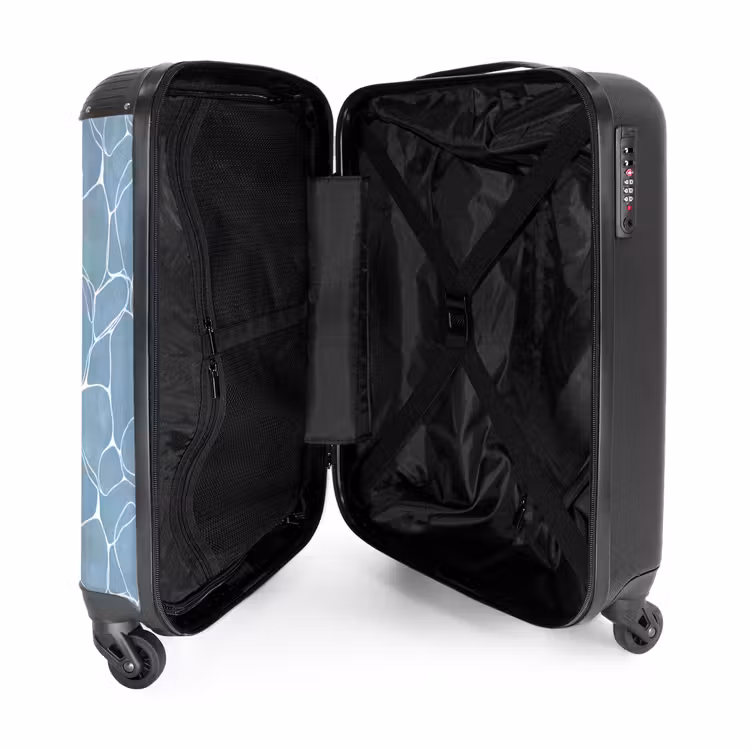 Organisch - Patroon - Blauw NBS - Handbagage koffer - Volwassenen Unisex middel -binnenkant